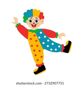 Circus, cute little kid becomes a circus clown. Circus, fair, carnival. Vector illustration