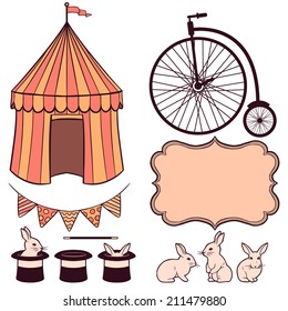 Circus decorative elements set
