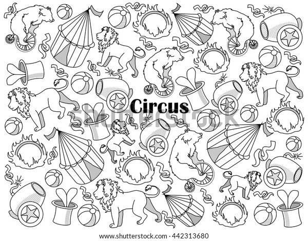 Circus Design Colorless Set Vector Illustration Stock Vector (Royalty ...