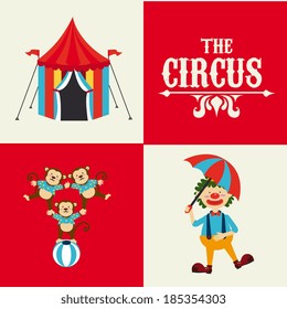 Circus design over beige and red background, vector illustration