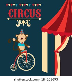 Circus design over blue background, vector illustration