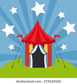 Circus design over blue background, vector illustration