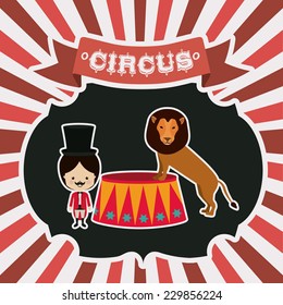 Circus design over red stripes background,vector illustration