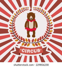 Circus design over red stripes background,vector illustration