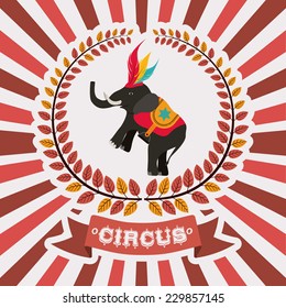 Circus design over red stripes background,vector illustration