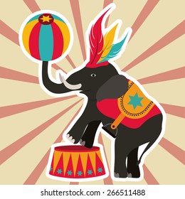 Circus design over striped background, vector illustration