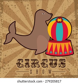Circus design over striped background, vector illustration