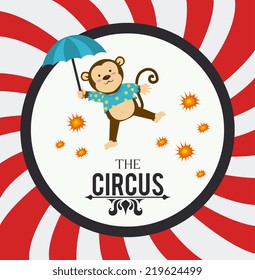 Circus design over white and red stripes  background, vector illustration