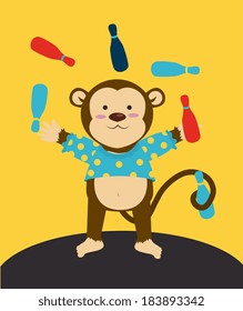 Diseño de circo sobre fondo amarillo, ilustración vectorial