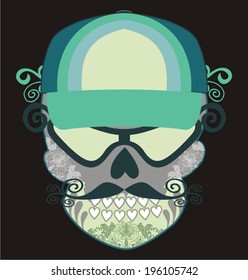 Circus design template with magician skull. Hipster print for t-shirt. Vector illustration.