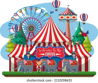 Circus dome at amusement park illustration