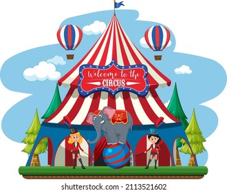 Circus dome at amusement park illustration
