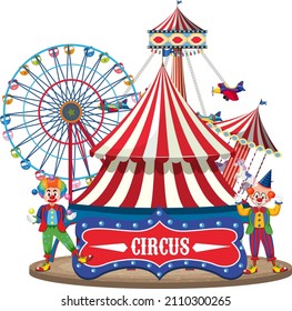 Circus dome at amusement park on white background illustration