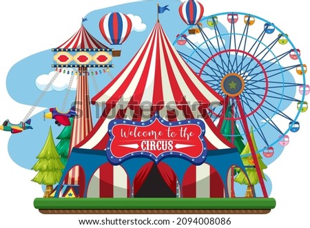 Circus dome at amusement park on white background illustration