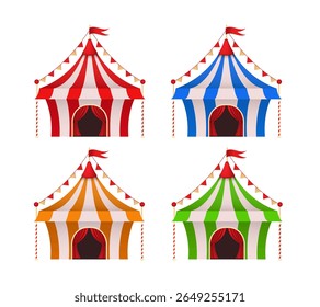 Circus. Circus dome icon set. Vector clipart isolated on white background.