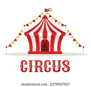 Circo. Domo de circo e inscripción. Clipart vector aislado en fondo blanco.