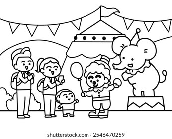 The circus doodle coloring pages style.