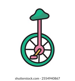 Circus Doodle Illustration - One Wheeled Cycle