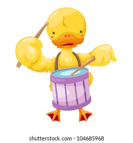 circus duck play drum .vector illustration