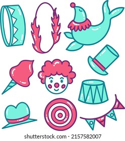 Doodle-Illustration von Circus-Elementen für Ihr Unternehmen