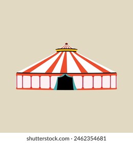 Elementos de circo en estilo moderno plano, línea. Ilustración vectorial dibujada a mano de la tienda del circo, elemento aislado del Diseño gráfico