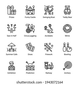 Circus Elements Outline Icons - Stroked, Vectors