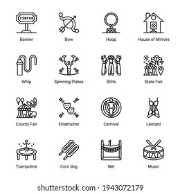 Circus Elements Outline Icons - Stroked, Vectors