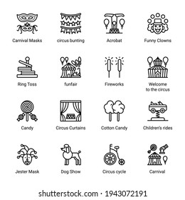 Circus Elements Outline Icons - Stroked, Vectors