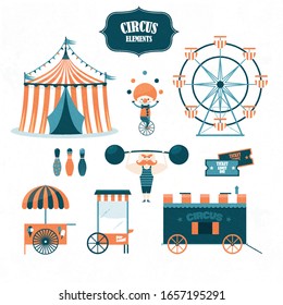 Circus elements set isolated on white, Circus elements