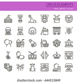 Circus Elements , Thin Line and Pixel Perfect Icons
