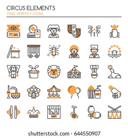 Circus Elements , Thin Line and Pixel Perfect Icons
