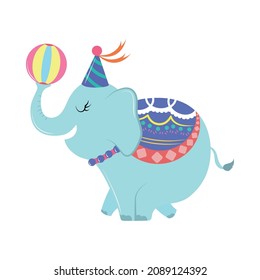 elefante de circo e icono de bola