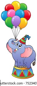 Circus elephant with balloons 1 - vector illustration.