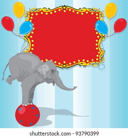 Circus Elephant Birthday Party Invitation Card  with Red Marquee and balloons. Plenty of room for your information