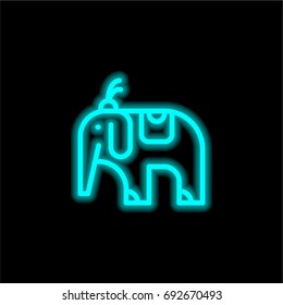 Circus Elephant blue glowing neon ui ux icon. Glowing sign logo vector