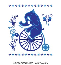 Circus Elephant in a funny show