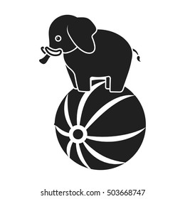 Circus elephant icon in black style isolated on white background. Circus symbol stock vector illustration.
