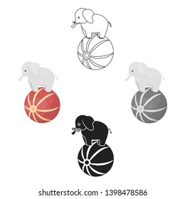 Circus elephant icon in cartoon,black style isolated on white background. Circus symbol stock vector illustration.