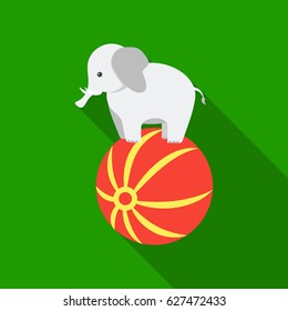 Circus elephant icon in flat style isolated on white background. Circus symbol stock vector illustration.