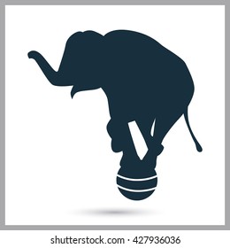 Circus elephant icon on the background