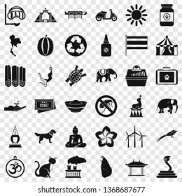 Circus elephant icons set. Simple style of 36 circus elephant vector icons for web for any design