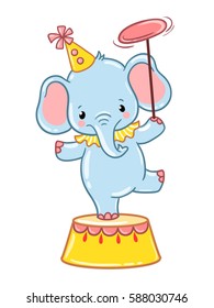 Circus elephant illustration
Circus elephant standing on a circus tub. Vector illustration