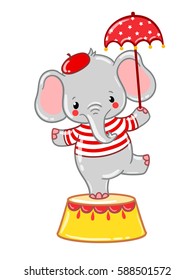 Circus elephant illustration
Circus elephant standing on a circus tub. Vector illustration