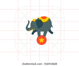 Circus elephant on ball