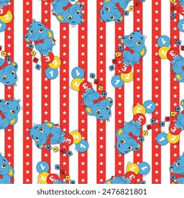 circus elephant pattern with stars seamless background