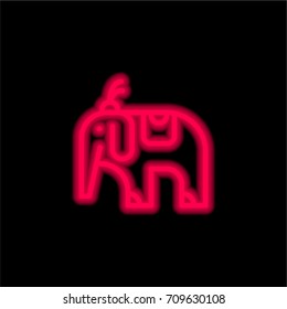 Circus Elephant red glowing neon ui ux icon. Glowing sign logo vector