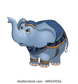 A circus elephant. Vector illustration.