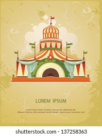 Circus Entertainment Tent. Frame with circus tent with space for text. Decoration vector illustration