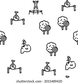 Circus Entertainment Vector Seamless Pattern Thin Line Illustration