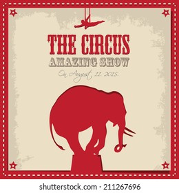 circus event poster vector illustration with elephant